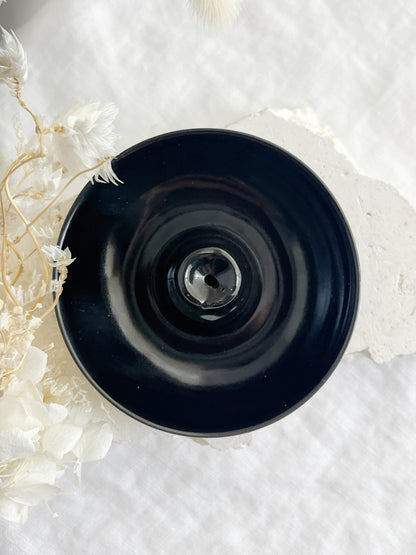 BLACK CERAMIC INCENSE BURNER || 31030