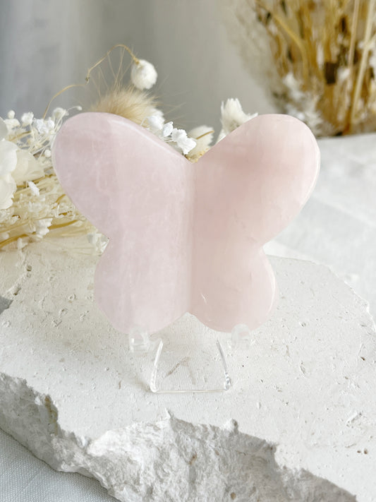 ROSE QUARTZ BUTTERFLY. STONED AND SAGED AUSTRALIA.