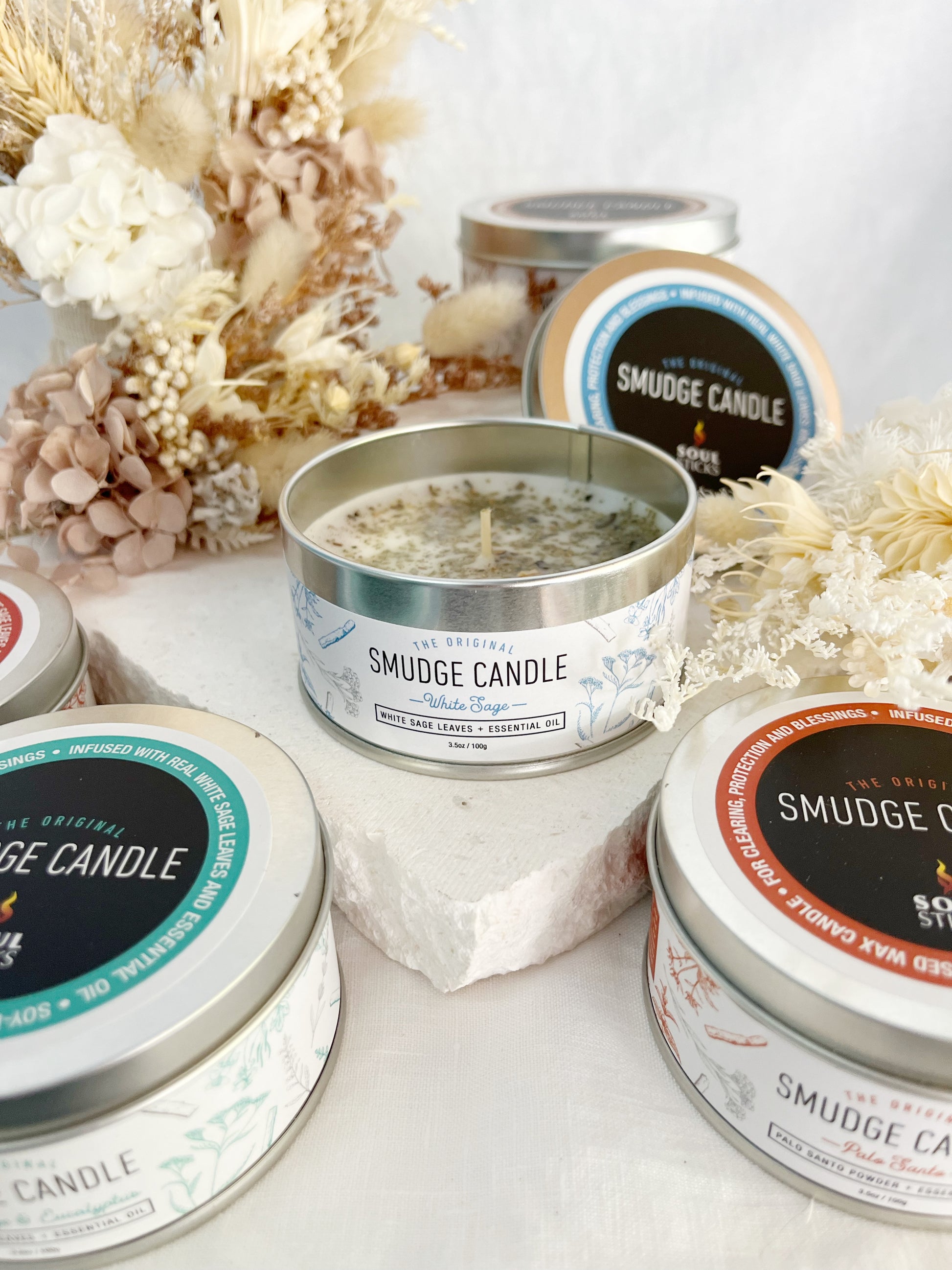 SMUDGE CANDLE, 100G TIN, STONED AND SAGED AUSTRALIA