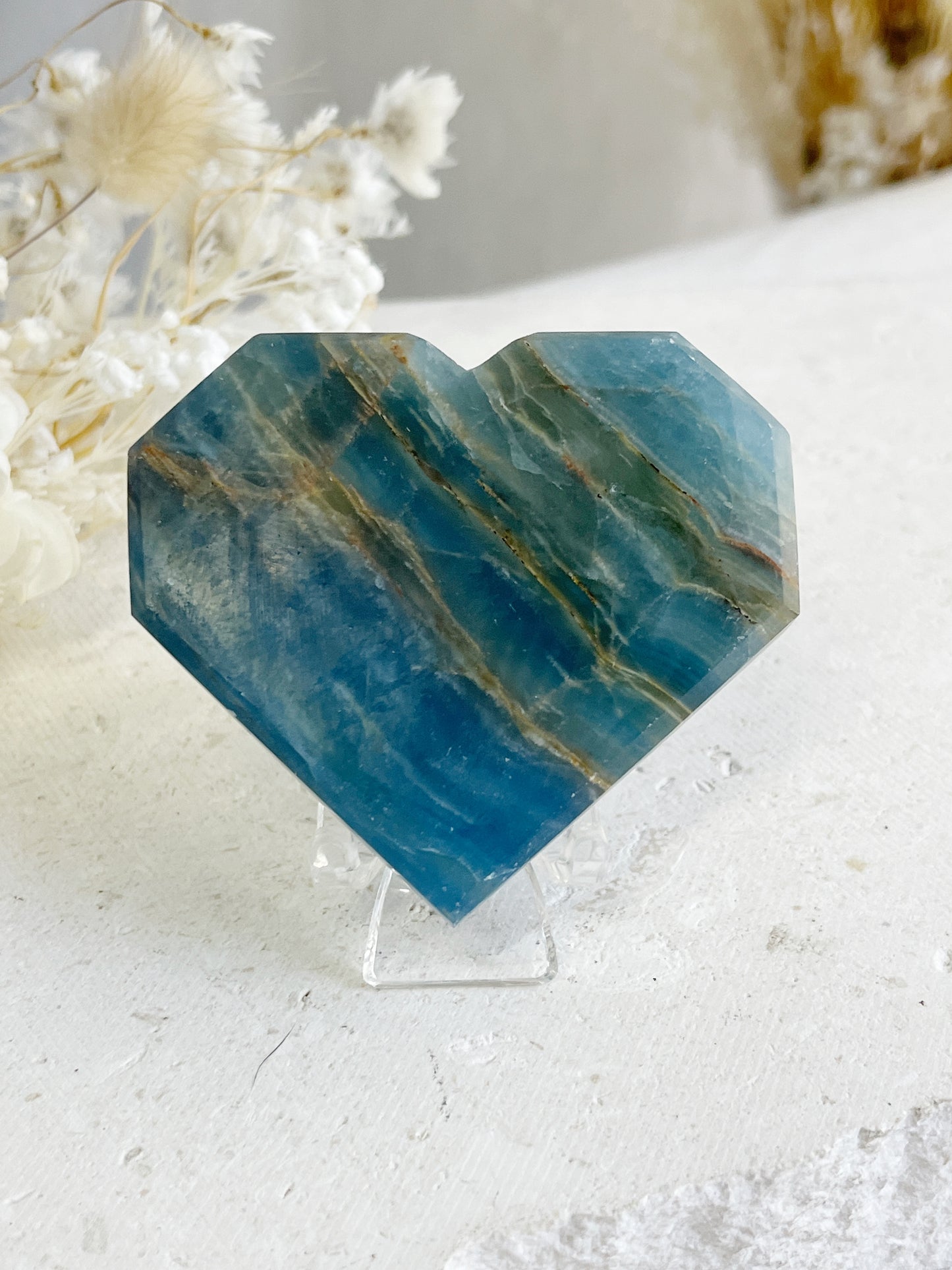 LEMURIAN AQUATINE CALCITE HEART || 30672