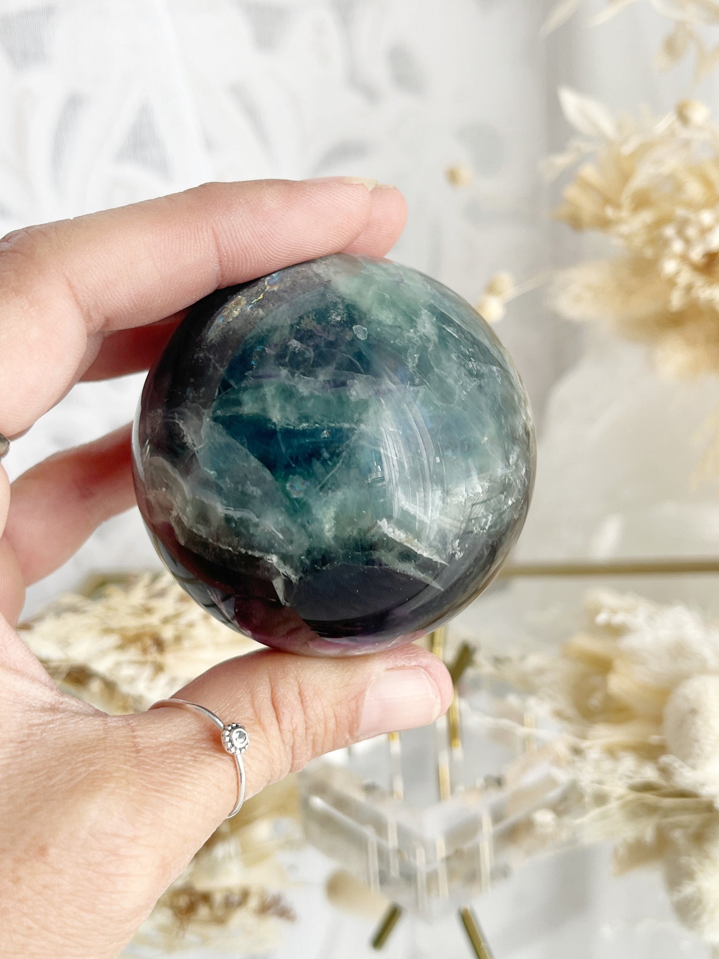 RAINBOW FLUORITE SPHERE || 20650