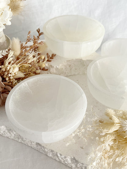 SATIN SPAR SELENITE BOWL || SMALL
