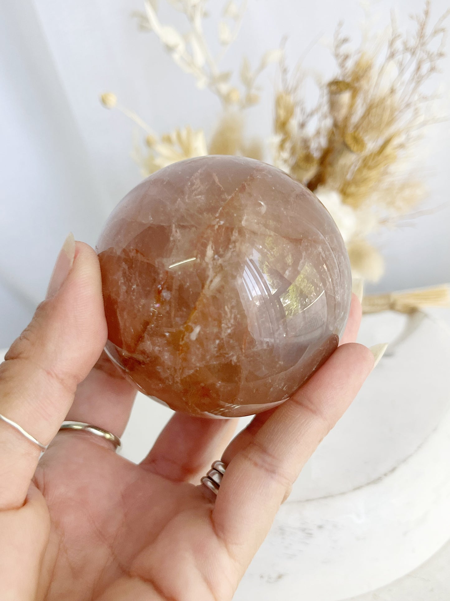 FIRE QUARTZ SPHERE CRYSTAL SHOP AUSTRALIA STONED AND SAGED