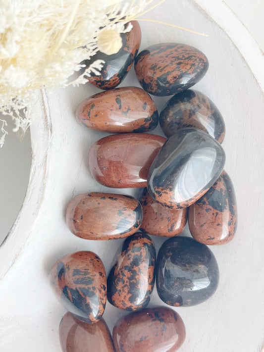 MAHOGANY OBSIDIAN TUMBLE, STONED AND SAGED AUSTRALIA