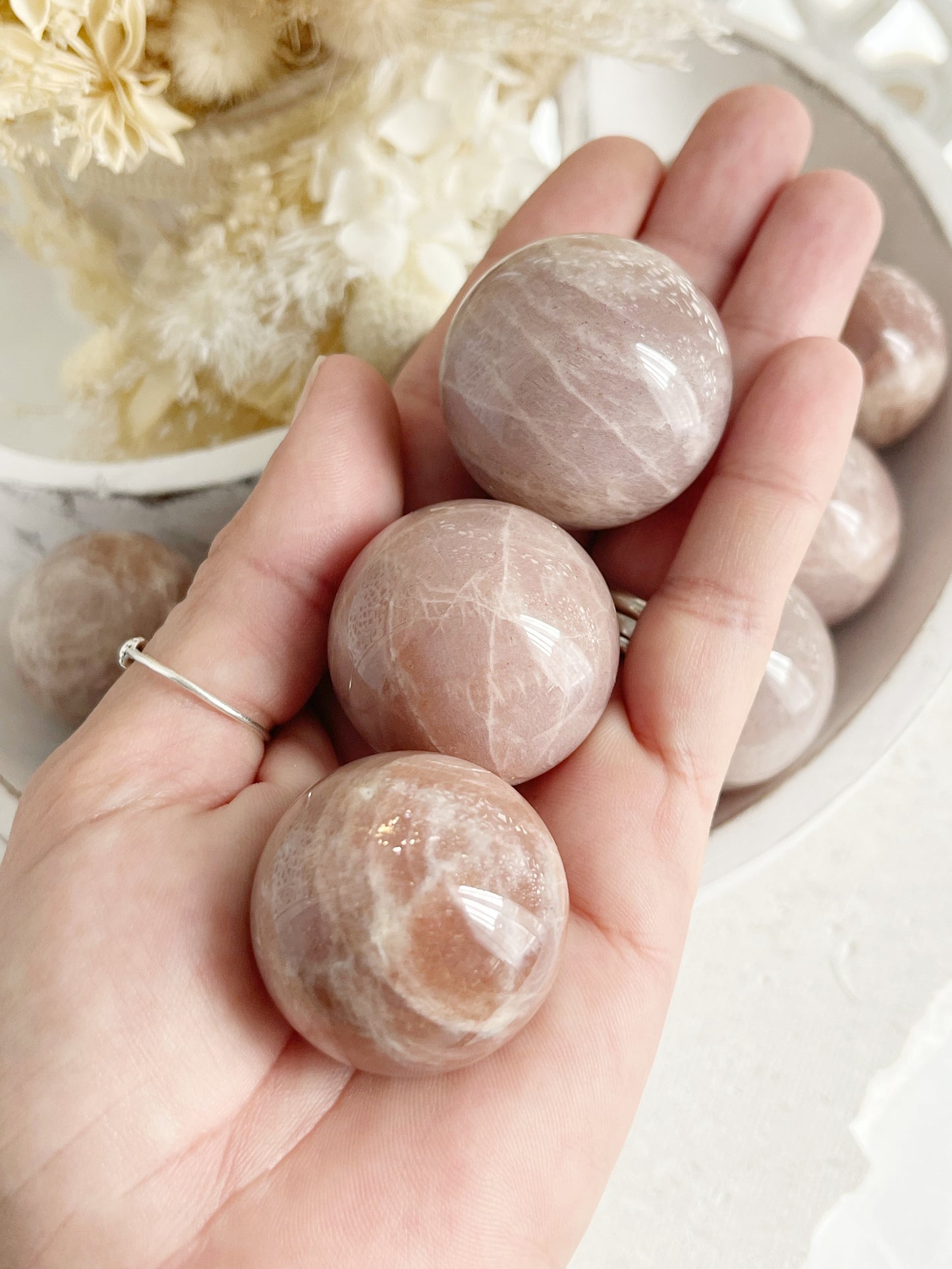 PEACH MOONSTONE MINI SPHERE || INTUITIVELY CHOSEN