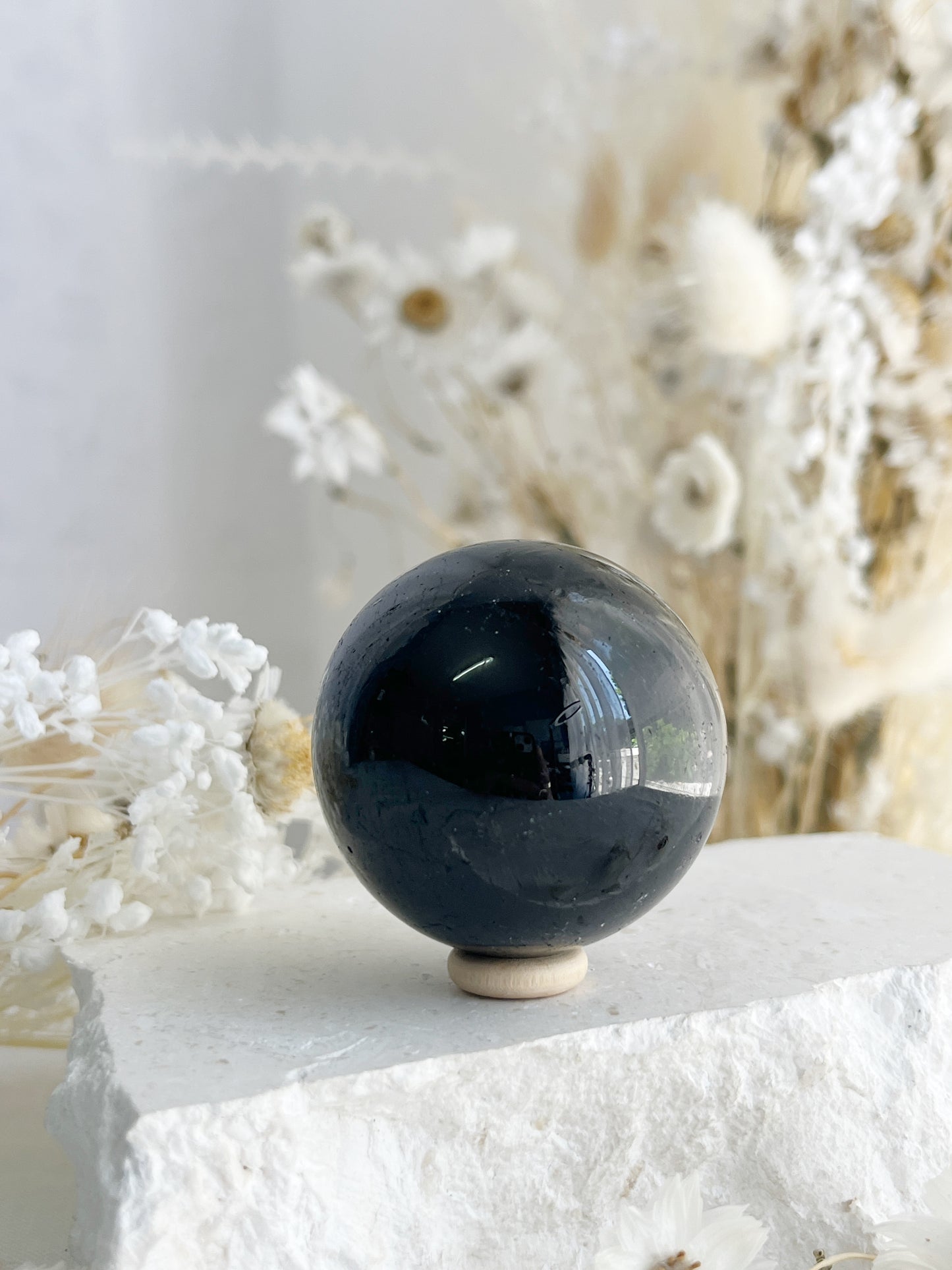 BLACK TOURMALINE SPHERE, 31051, STONED AND SAGED AUSTRALIA