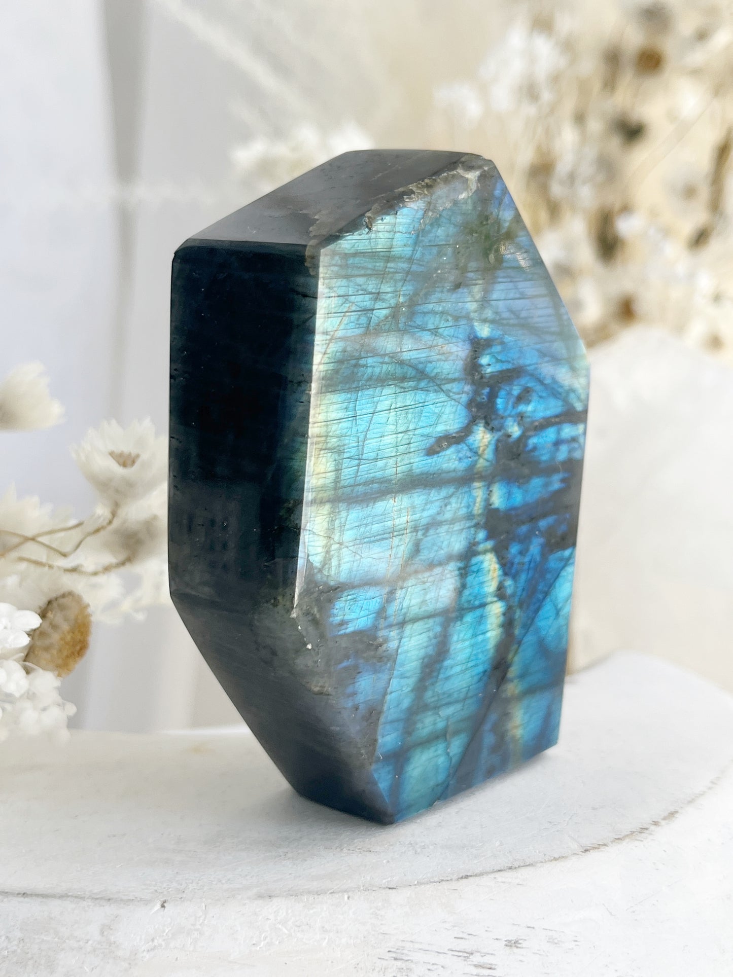 LABRADORITE POLISHED FREEFORM. STONED AND SAGED AUSTRALIA.