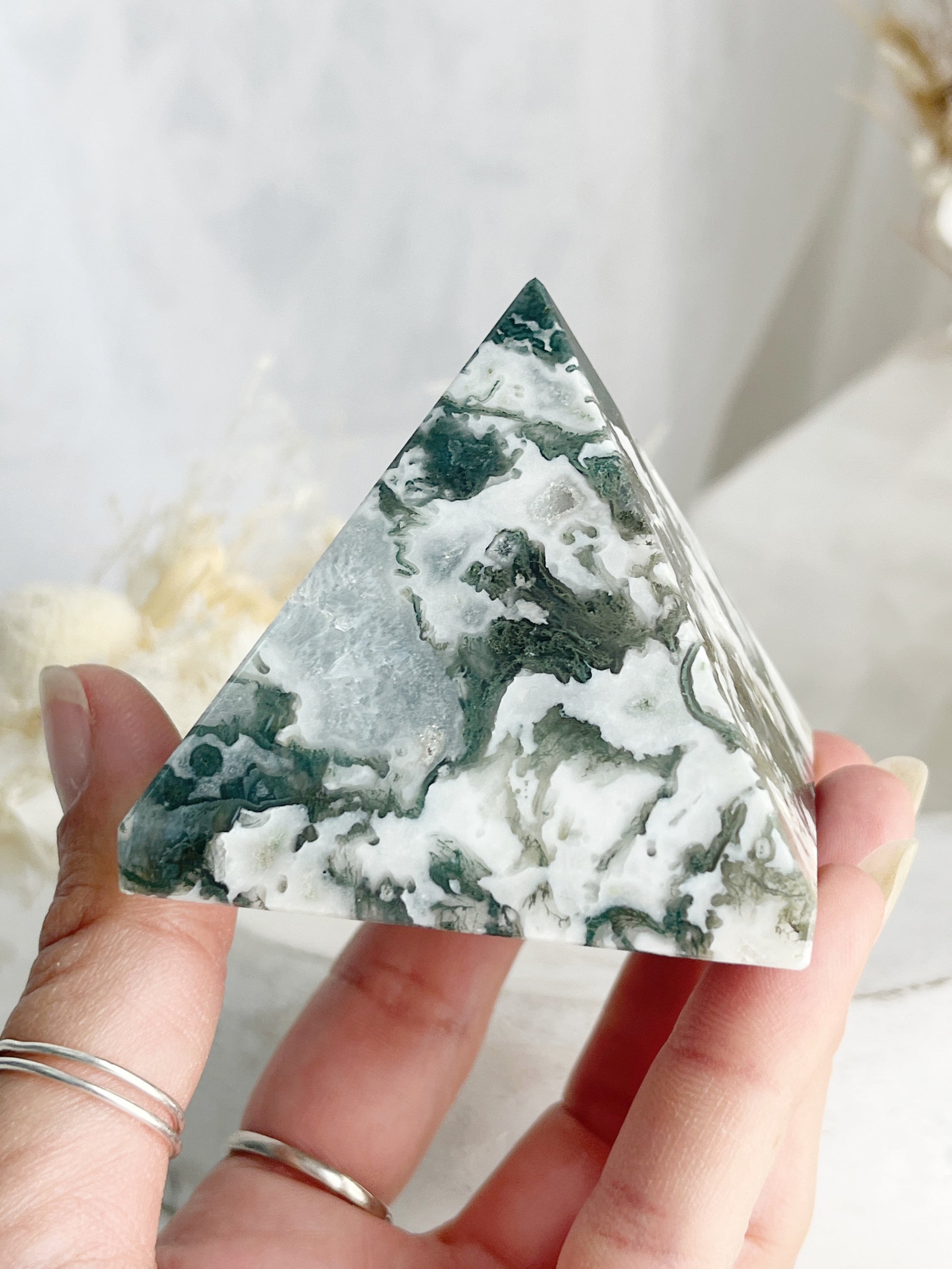 MOSS AGATE PYRAMID, STONED AND SAGED AUSTRALIA