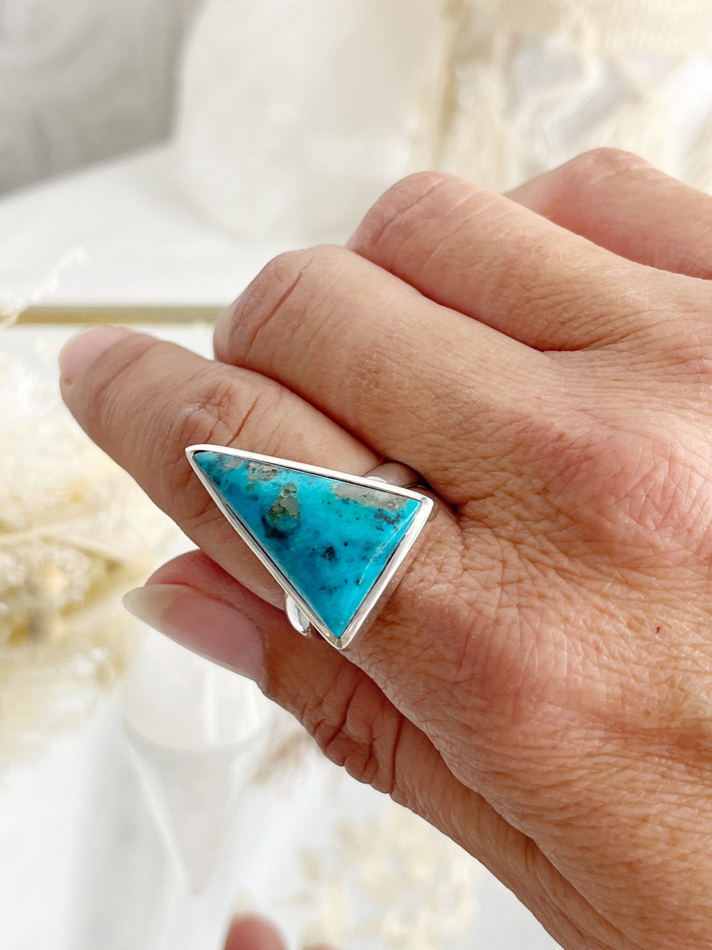 TURQUOISE TRIANGLE RING || SIZE 10 SS