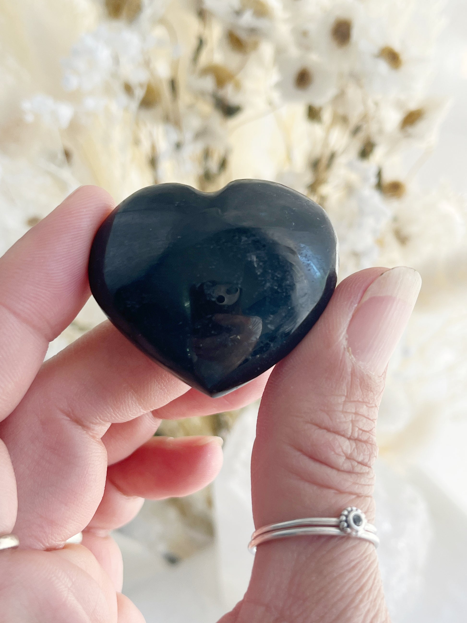 BLACK TOURMALINE, MINI HEART, 30951, STONED AND SAGED AUSTRALIA