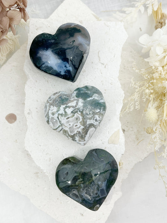 MOSS AGATE HEART, STONED AND SAGED AUSTRALIA
