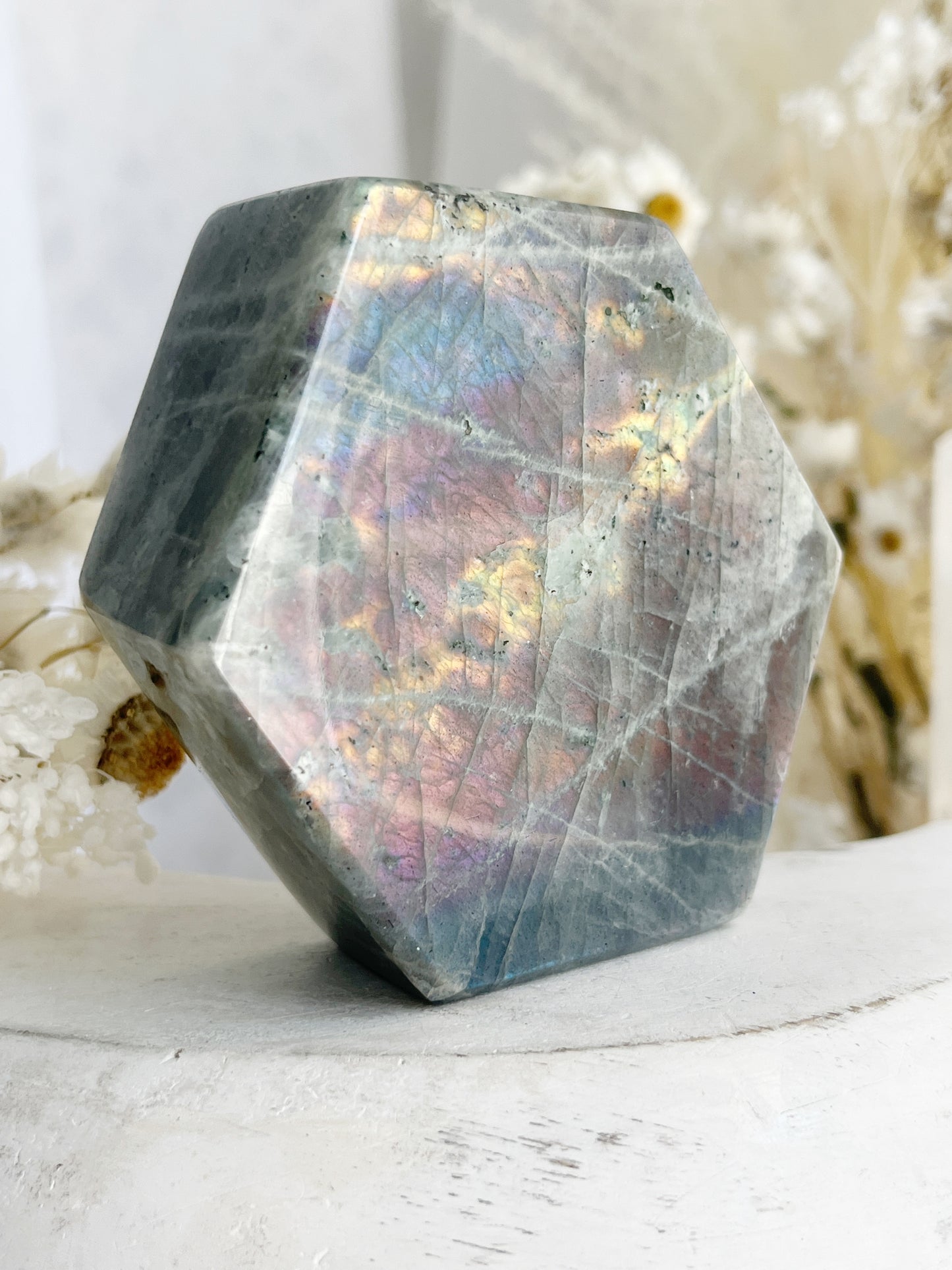 LABRADORITE POLISHED FREEFORM. STONED AND SAGED AUSTRALIA.