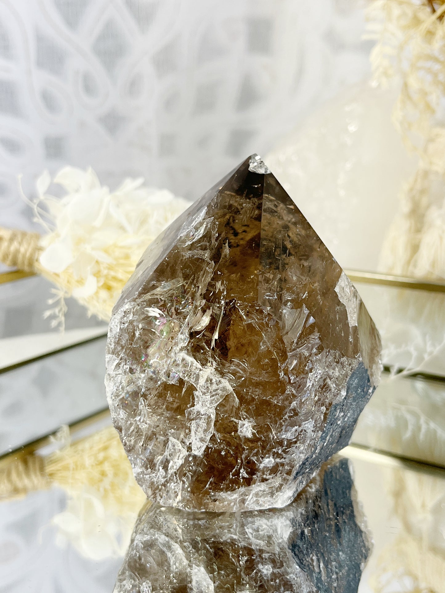 SMOKEY QUARTZ SEMI POLISHED POINT || 30032