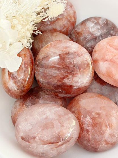 FIRE QUARTZ PLAM STONE, STONED AND SAGED AUSTRALIA