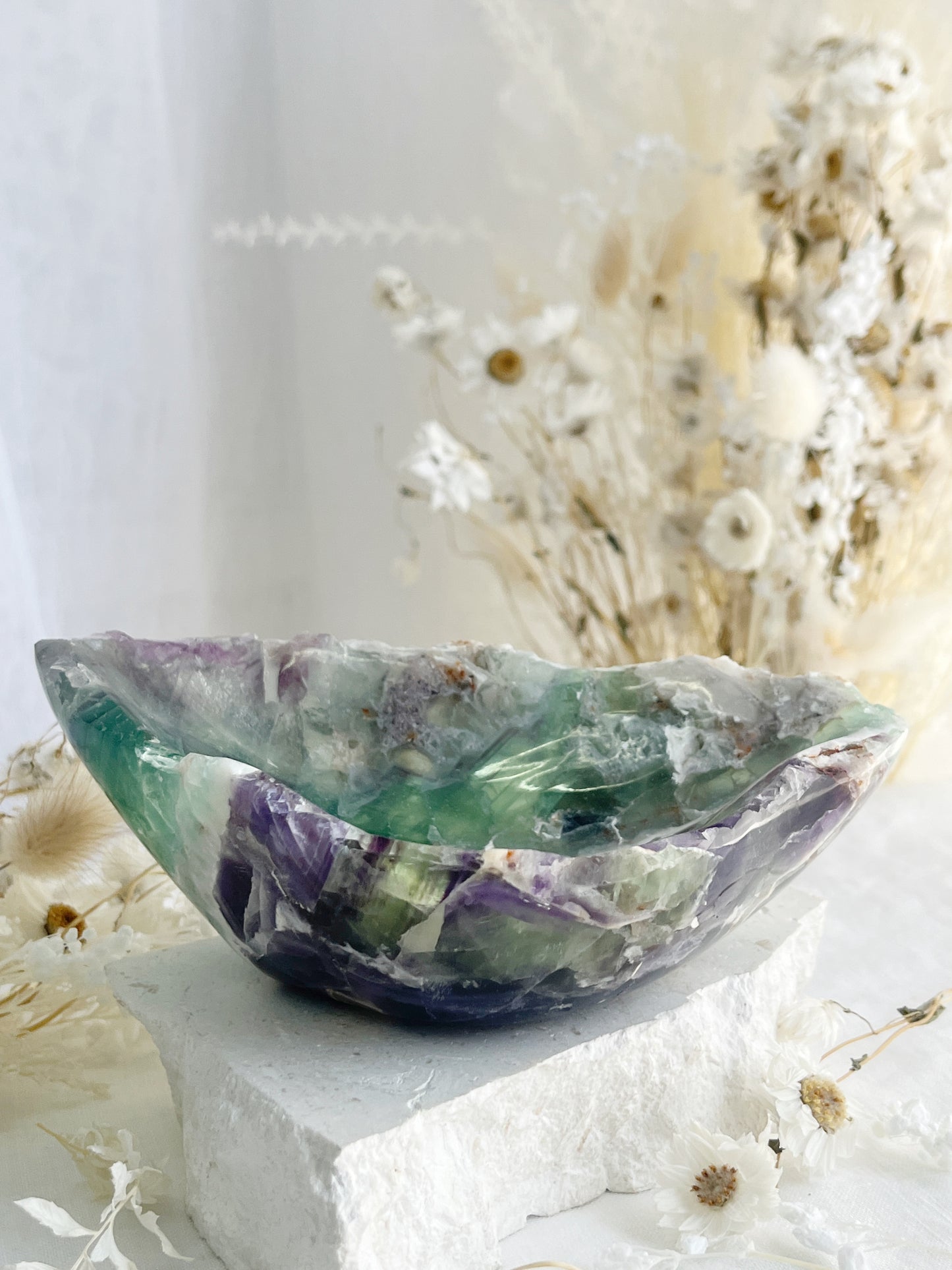 RAINBOW FLUORITE BOWL, 31093, STONED AND SAGED AUSTRALIA