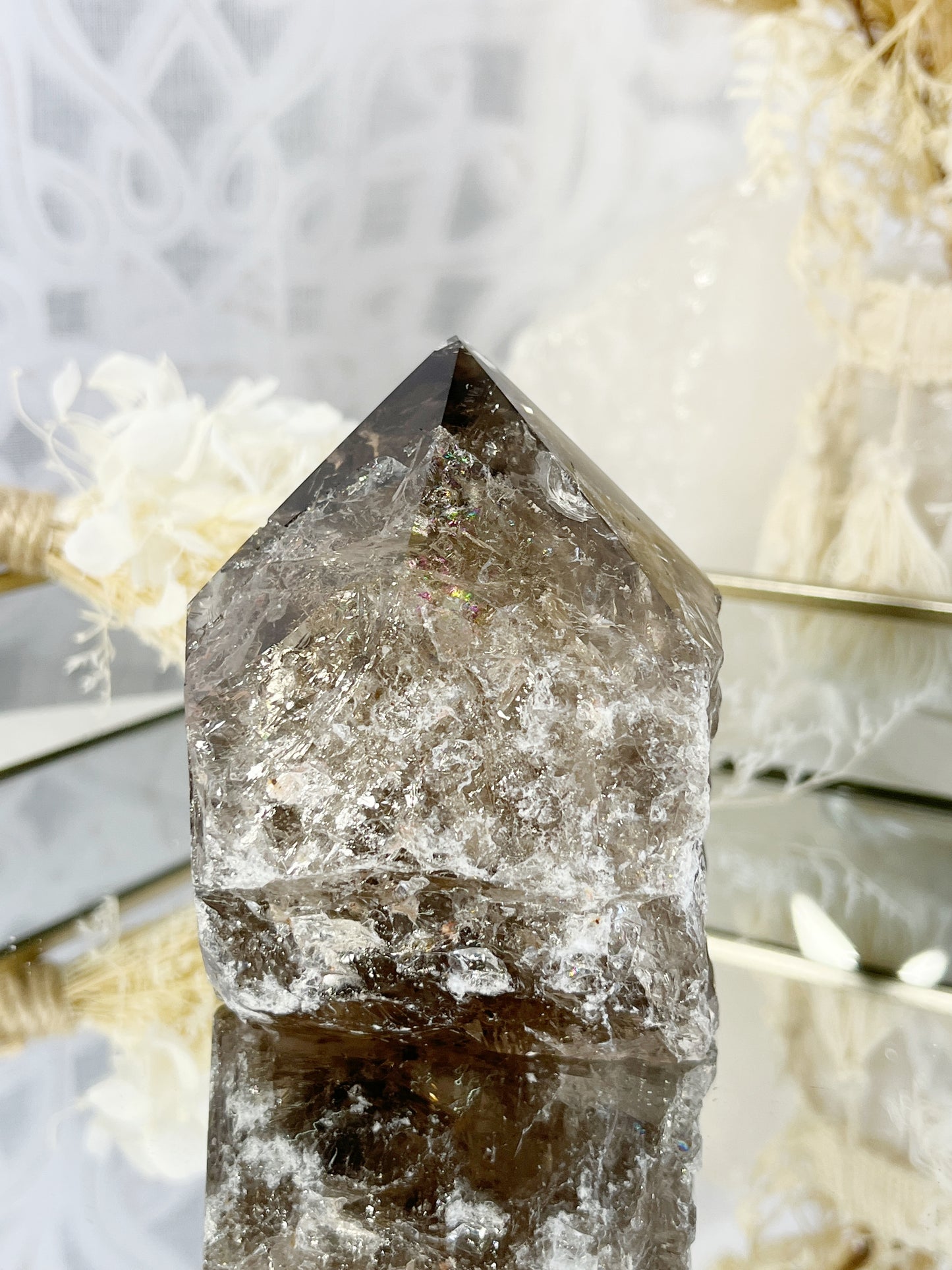 SMOKEY QUARTZ SEMI POLISHED POINT || 30032