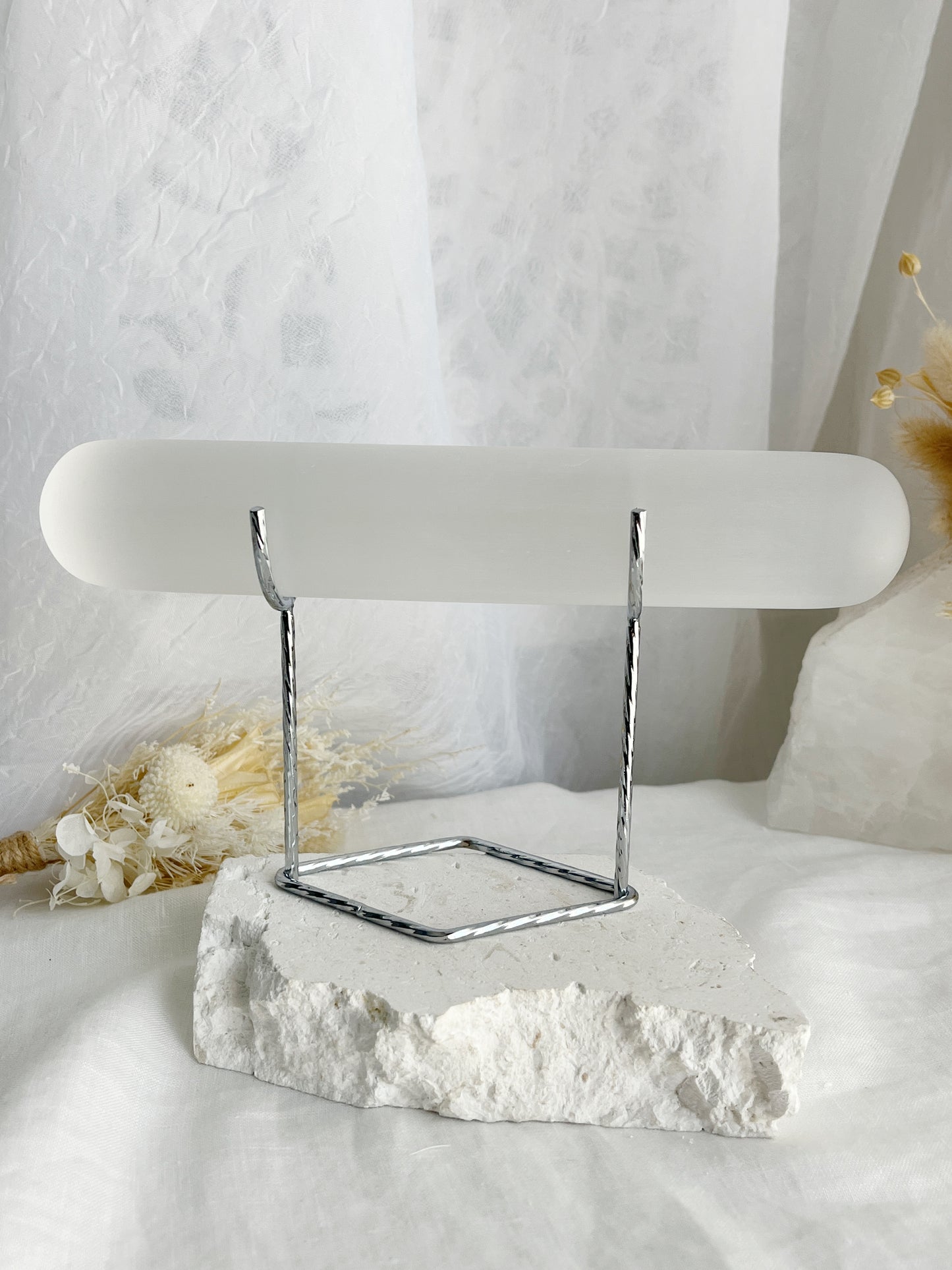 Selenite crystal jewellery display stand holder, Stoned and Saged Australia