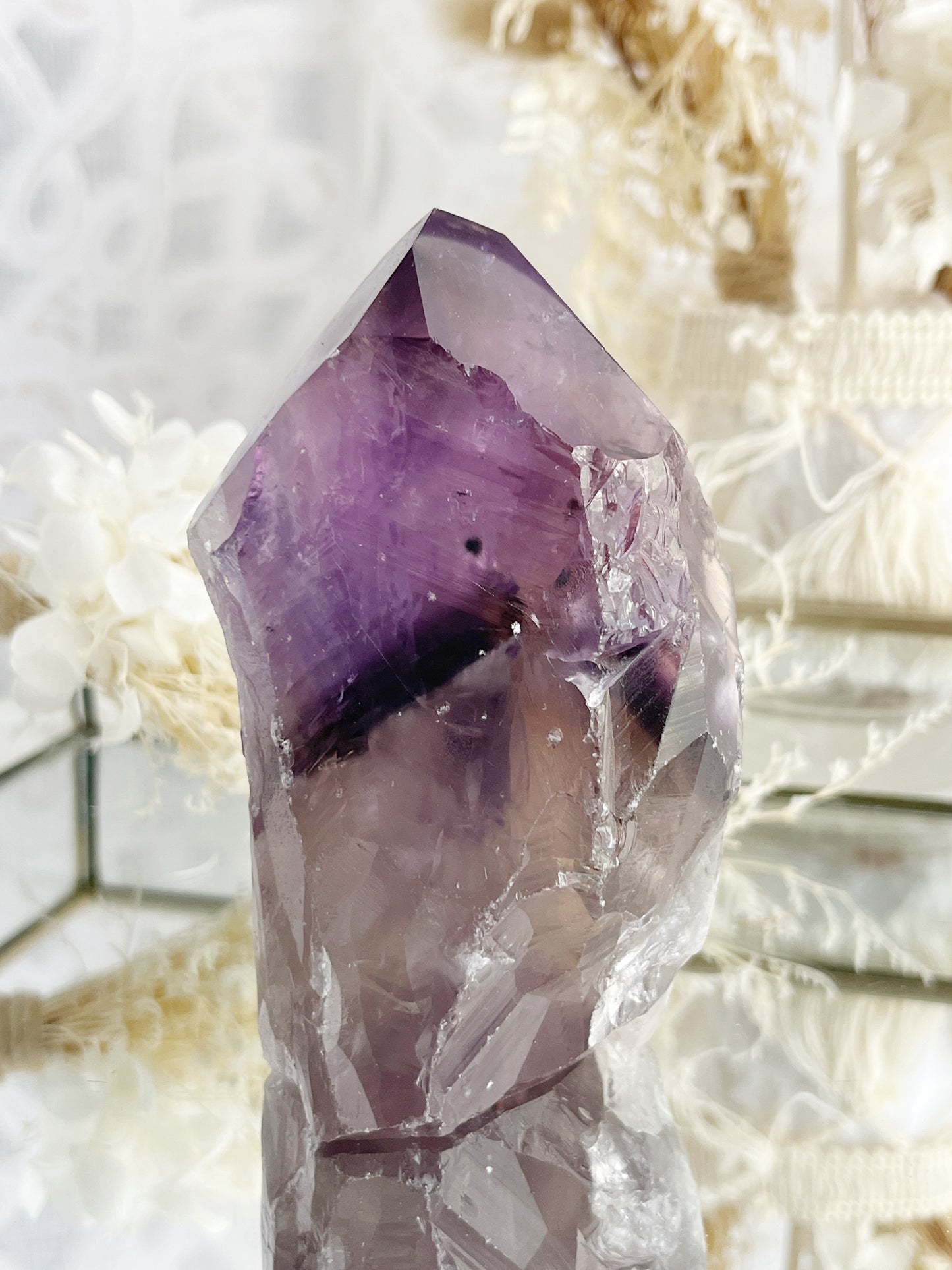 PHANTOM AMETHYST SEMI POLISHED POINT || 30040