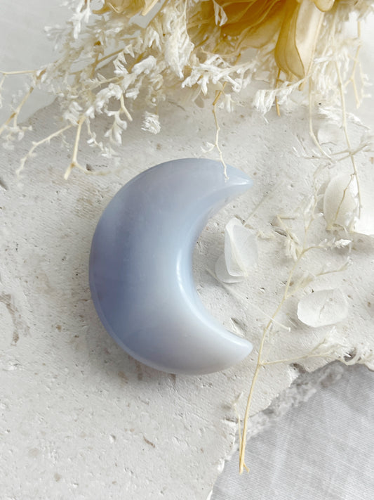 BLUE CHALCEDONY MOON, STONED AND SAGED AUSTRALIA