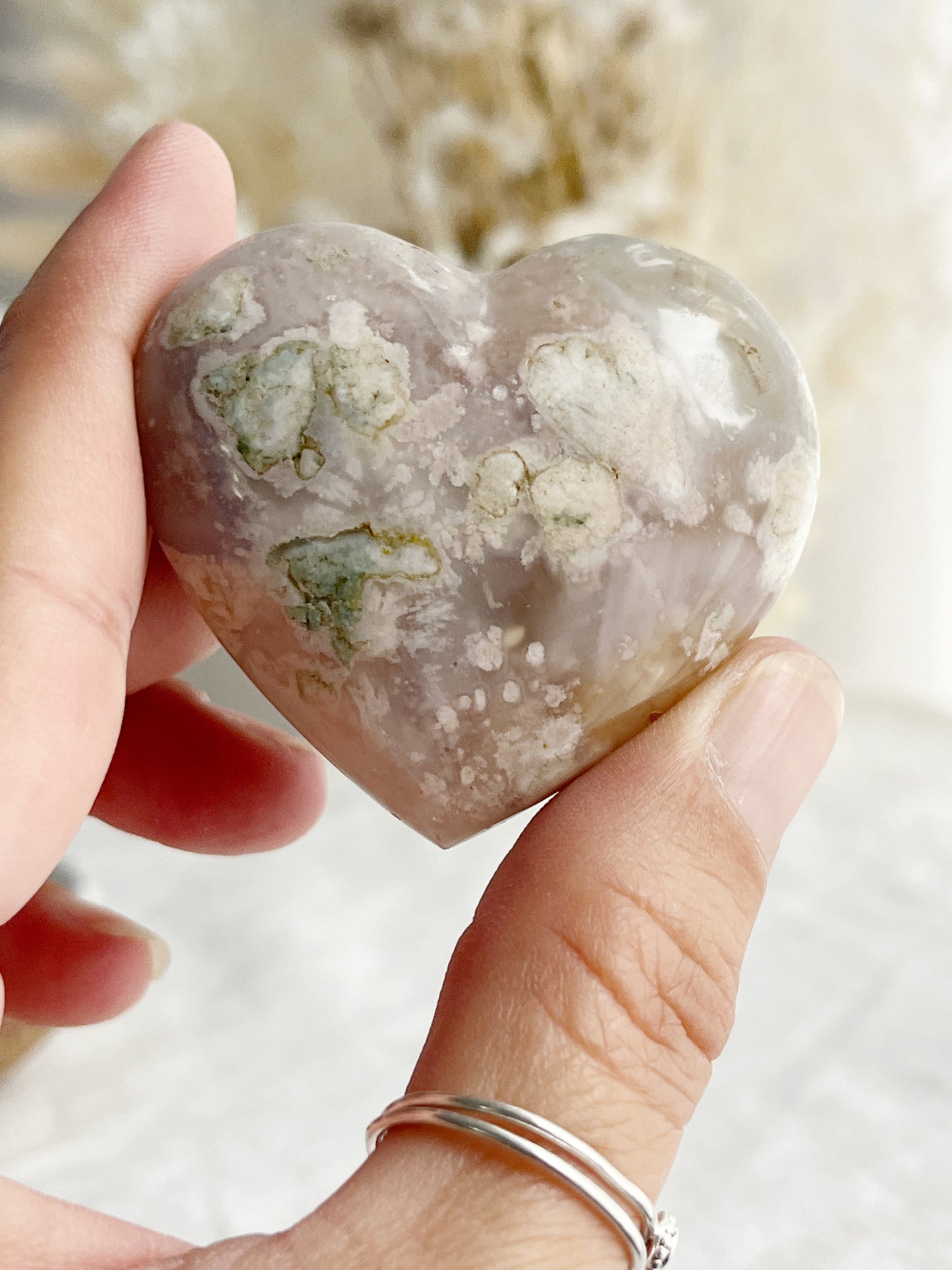 FLOWER AGATE HEART || 31485