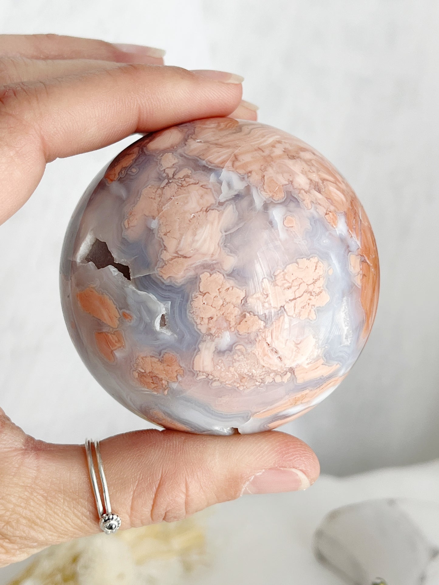 PINK PETAL AGATE SPHERE || 20654