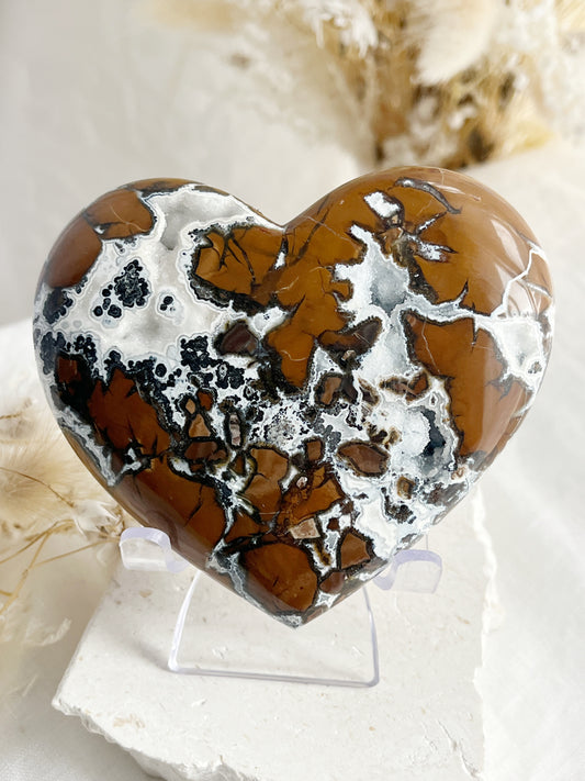 BROWN BRECCIATED JASPER HEART || 31540