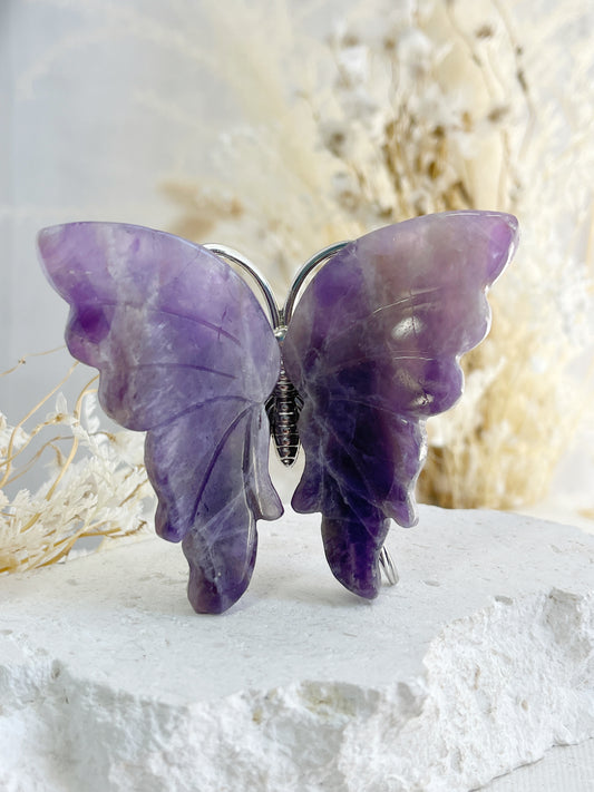 DREAM AMETHYST CRYSTAL BUTTERFLY AUSTRALIA STONED AND SAGED CRYSTALS FOR SLEEP PROTECTION INTUITION ADDICTION CALM