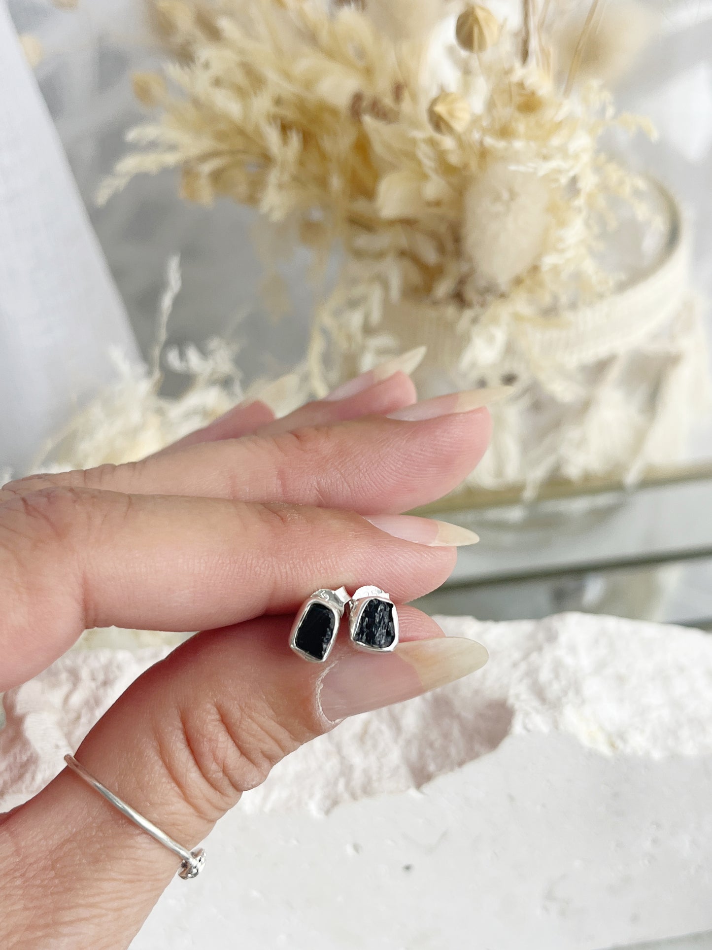 BLACK TOURMALINE STUDS | INTUITIVELY CHOSEN