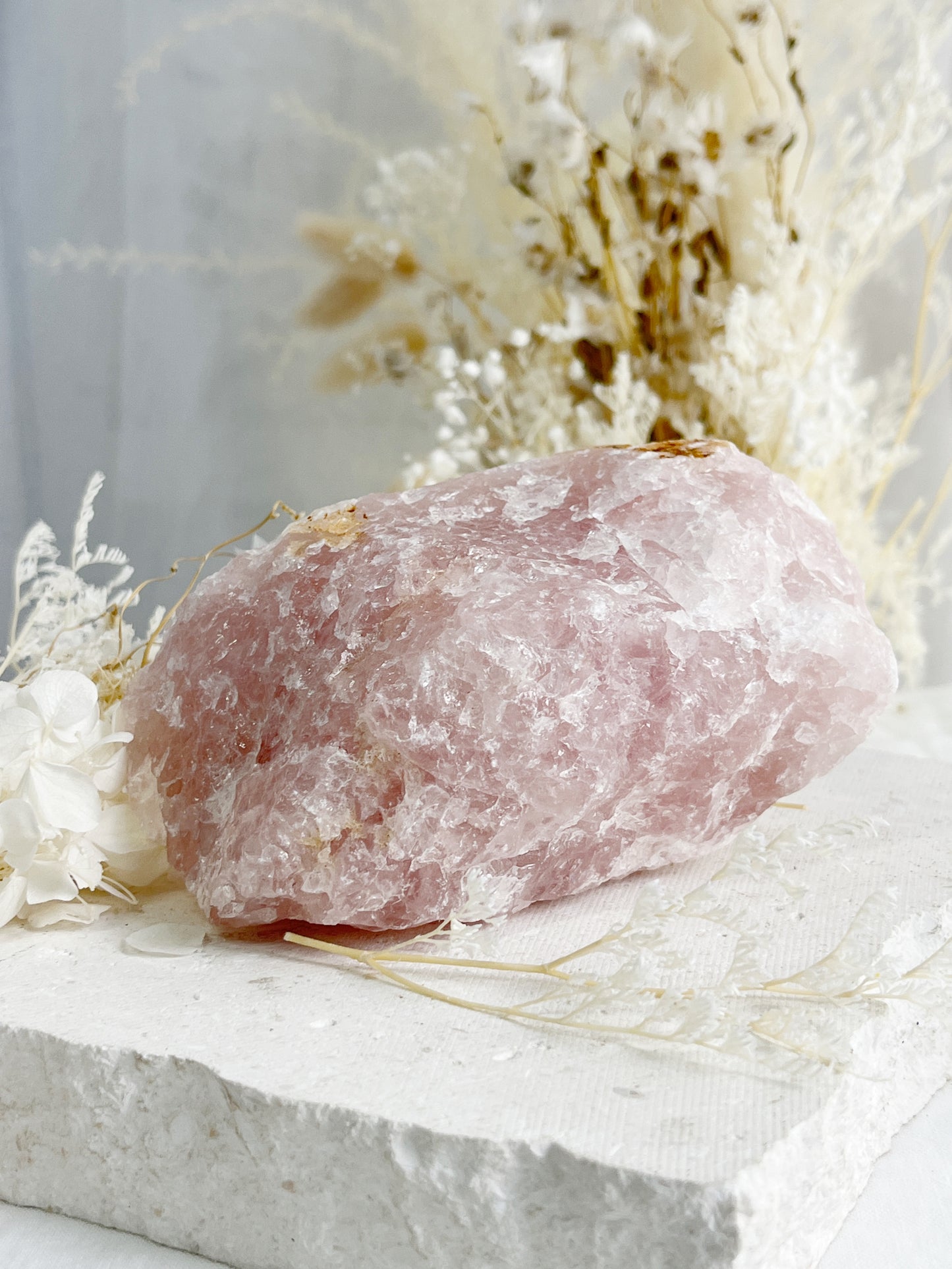 ROSE QUARTZ CRYSTAL ROUGH NATURAL RAW AUSTRALIA SELF LOVE LOVE COMPASSION STONED AND SAGED
