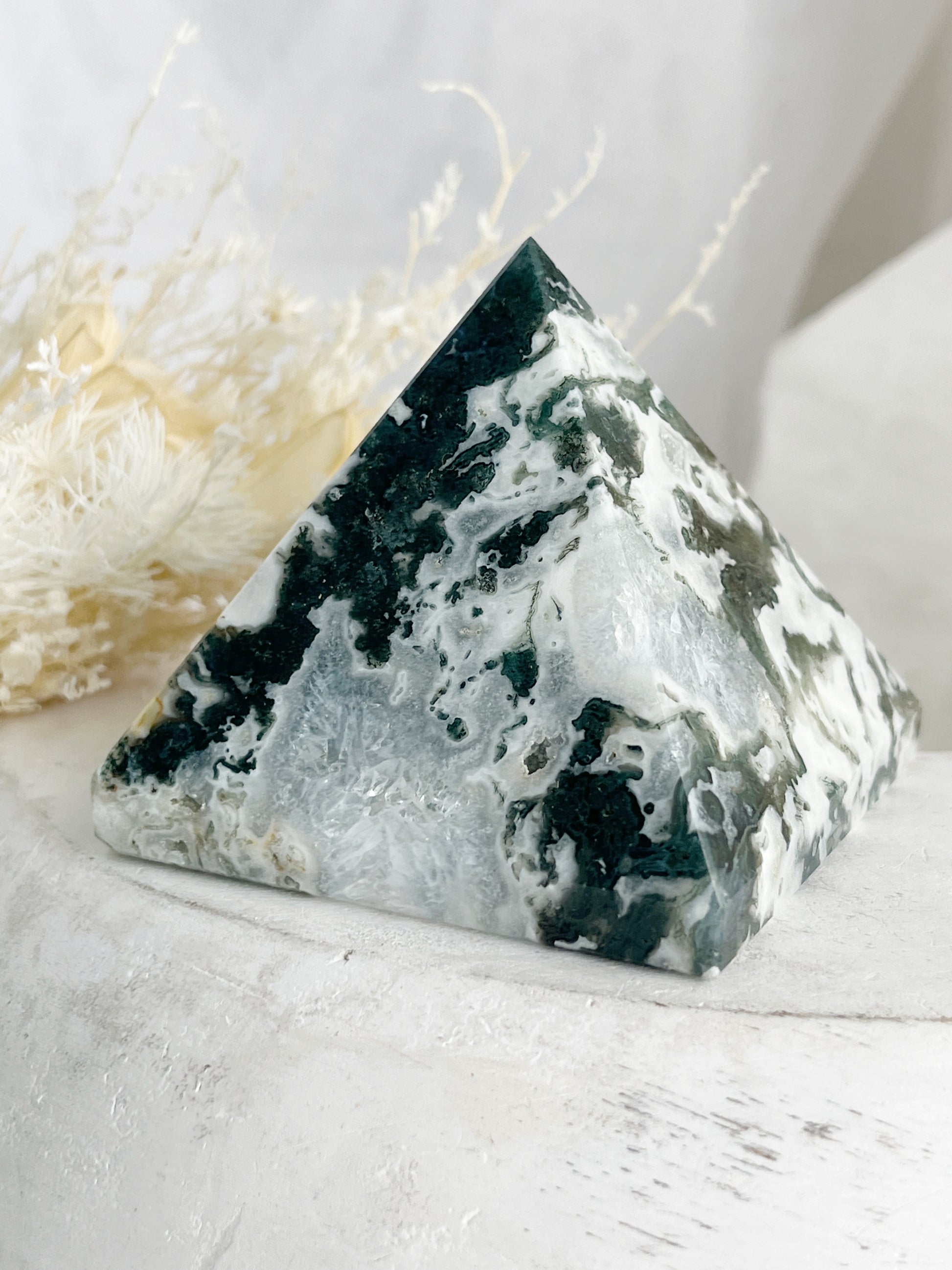 MOSS AGATE PYRAMID, STONED AND SAGED AUSTRALIA