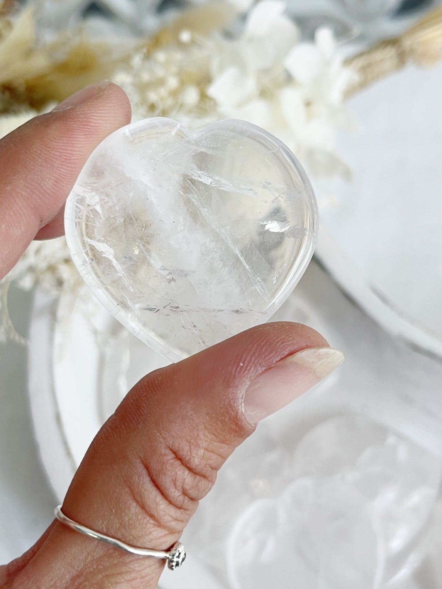 CLEAR QUARTZ HEART WORRY STONE || INTUITIVELY CHOSEN
