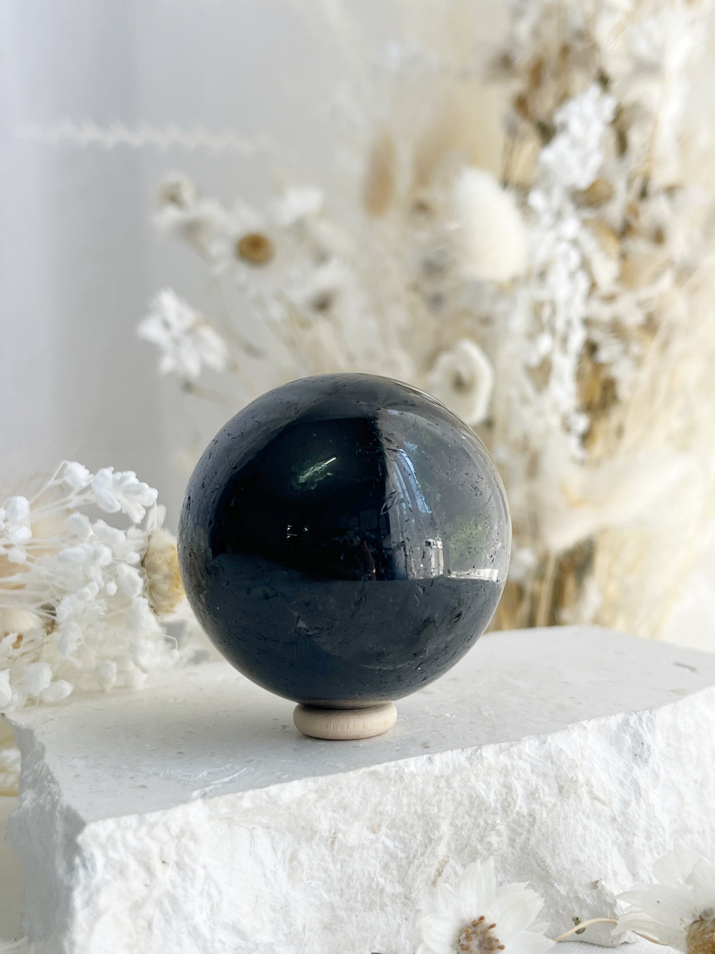 BLACK TOURMALINE SPHERE, 31050, STONED AND SAGED AUSTRALIA