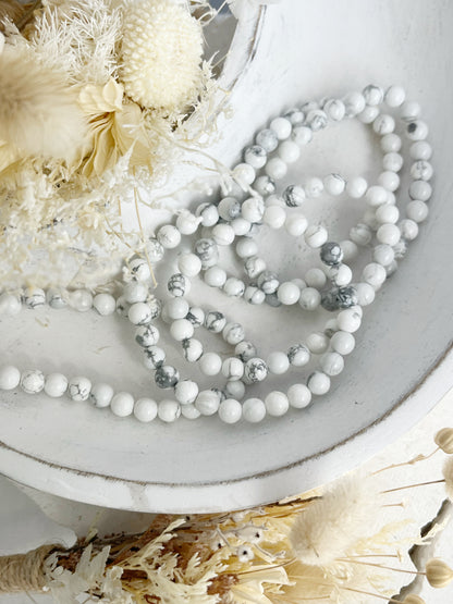 HOWLITE BEAD BRACELET, 6MM, STONED AND SAGED AUSTRALIA