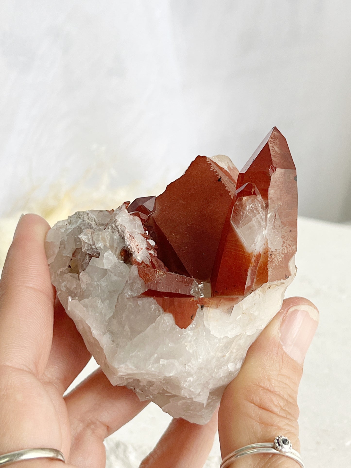 RED HEMATITE QUARTZ CLUSTER, STONED AND SAGED AUSTRALIA