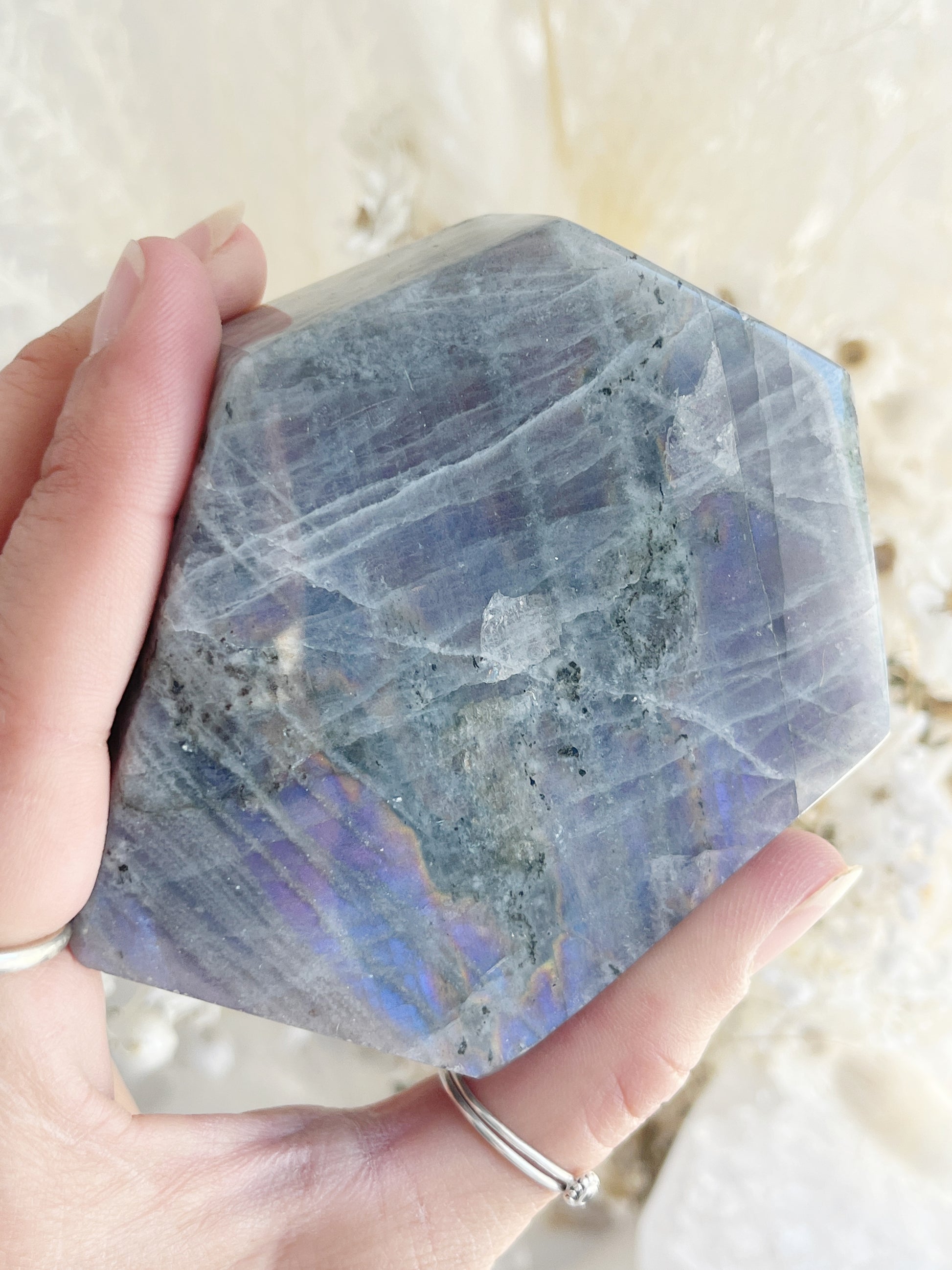 LABRADORITE POLISHED FREEFORM. STONED AND SAGED AUSTRALIA.