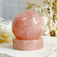 ROSE QUARTZ CRYSTAL SPHERE HOLDER STAND AUSTRALIA SELFLOVE LOVE COMPASSION STONED AND SAGED 
