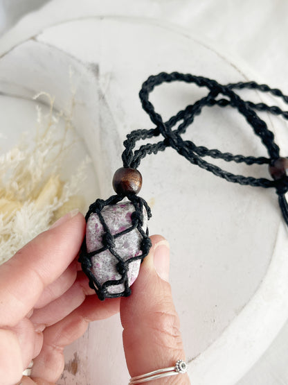 BLACK MACRAME NET NECKLACE, STONED AND SAGED AUSTRALIA