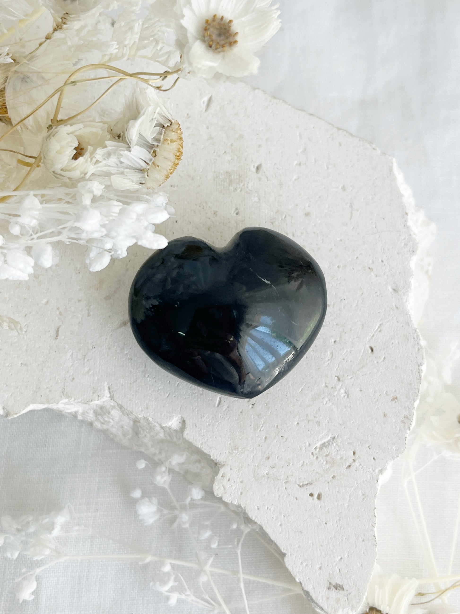 BLACK TOURMALINE, MINI HEART, 30953, STONED AND SAGED AUSTRALIA