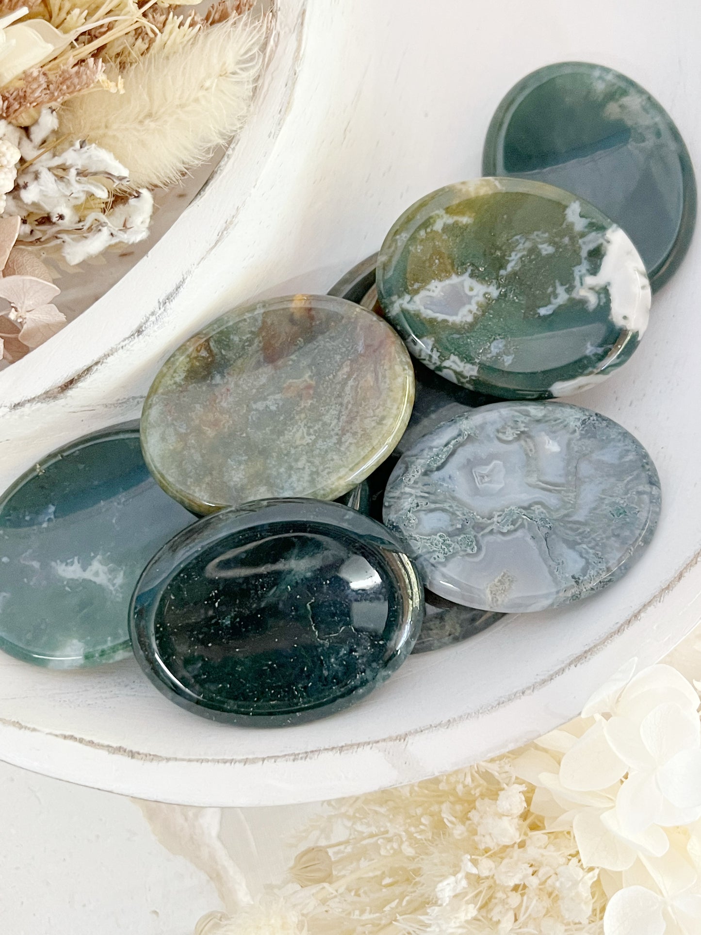 MOSS AGATE WORRY STONE, STONED AND SAGED AUSTRALIA