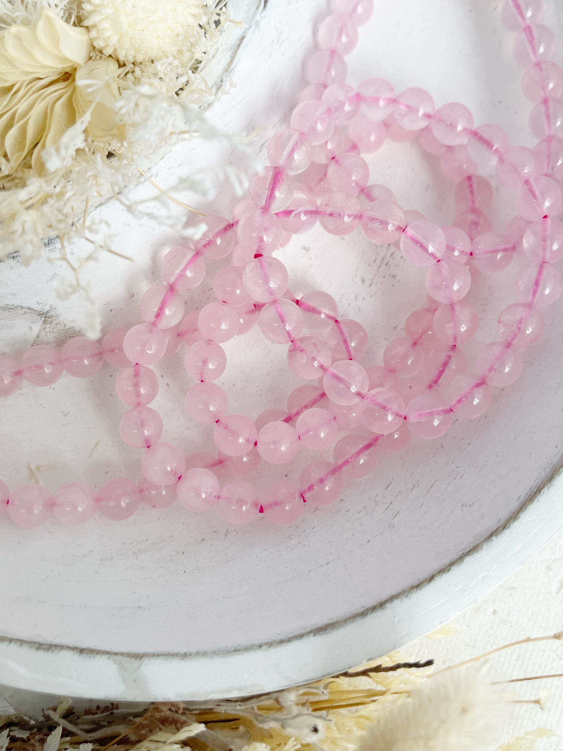 ROSE QUARTZ BEAD BRACELET, 8MM, STONED AND SAGED AUSTRALIA