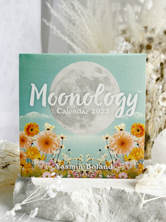 MOONOLOGY CALENDAR 2025. YASMIN BOLAND. STONED AND SAGED AUSTRALIA.