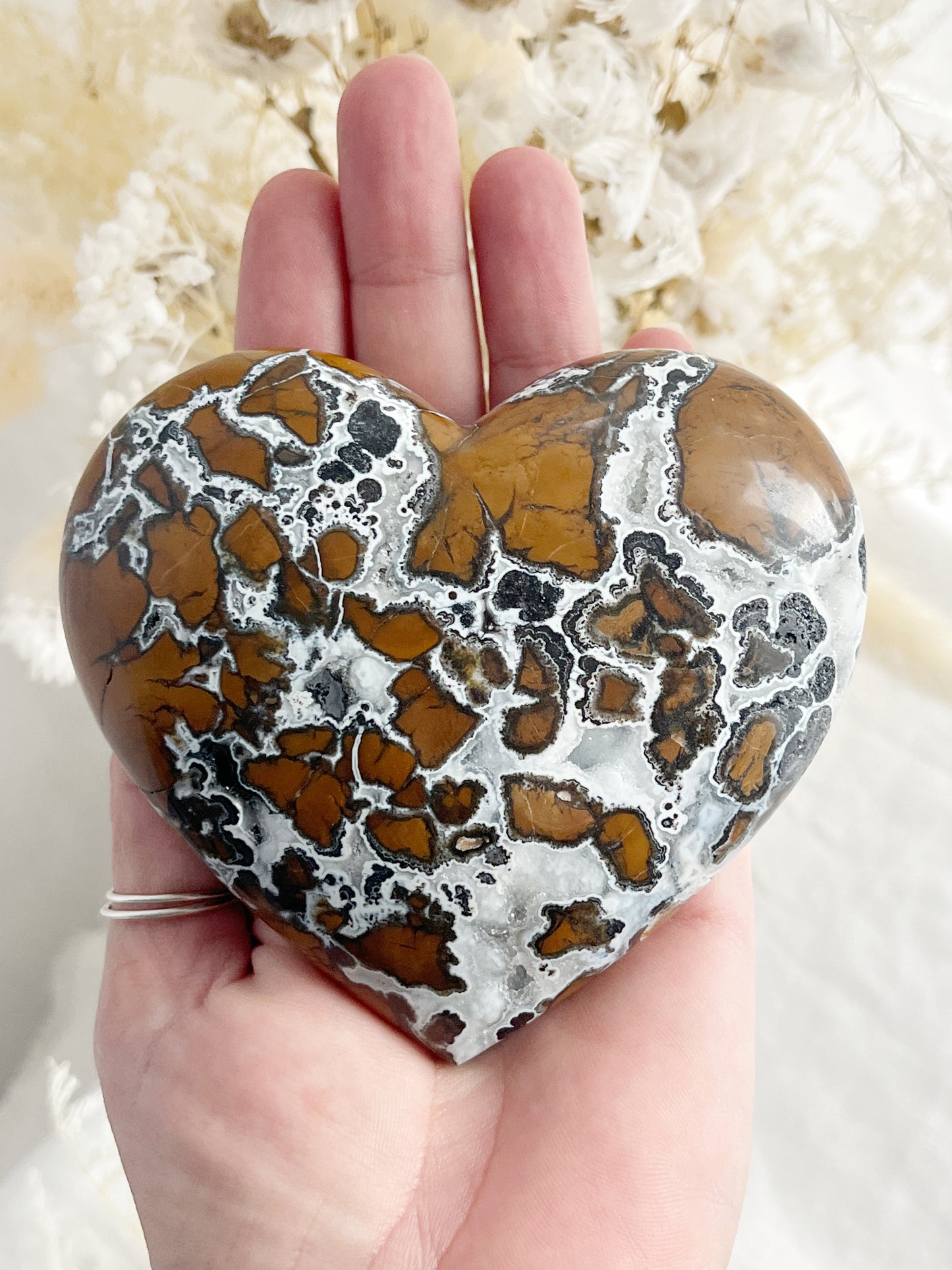 BROWN BRECCIATED JASPER HEART || 31539