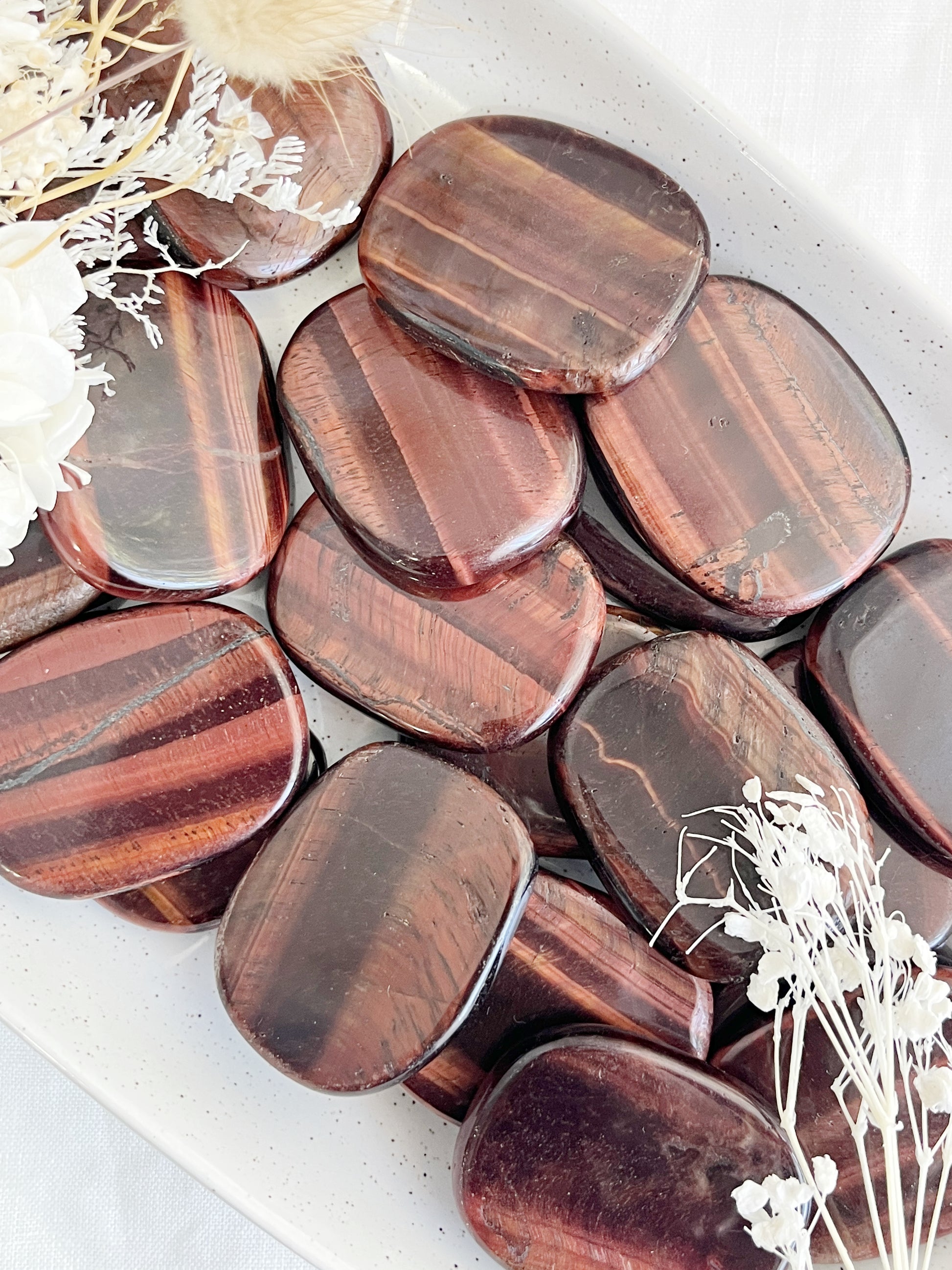 RED TIGERS EYE FLAT STONE, STONED AND SAGED AUSTRALIA