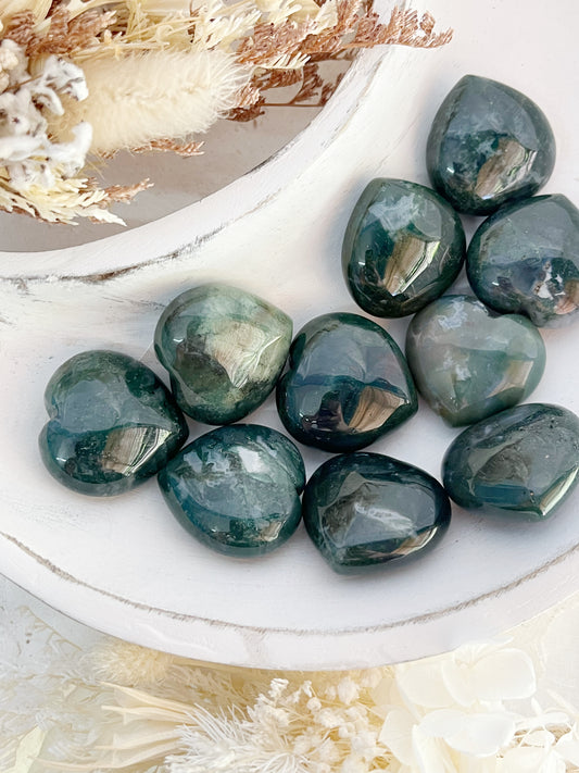 MOSS AGATE HEART, STONED AND SAGED AUSTRALIA