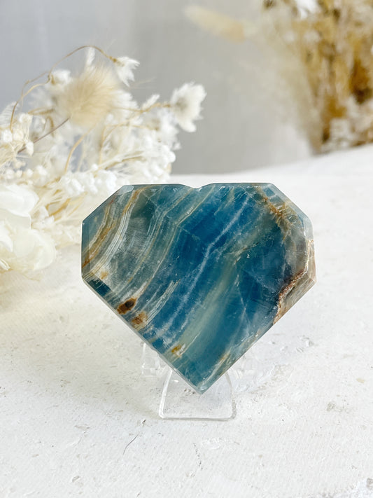 LEMURIAN AQUATINE CALCITE HEART || 30669