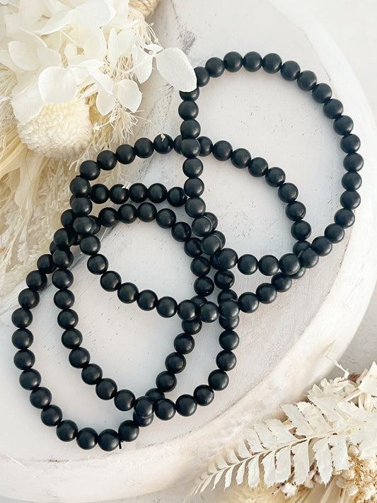 SHUNGITE BEAD BRACELET || 6MM