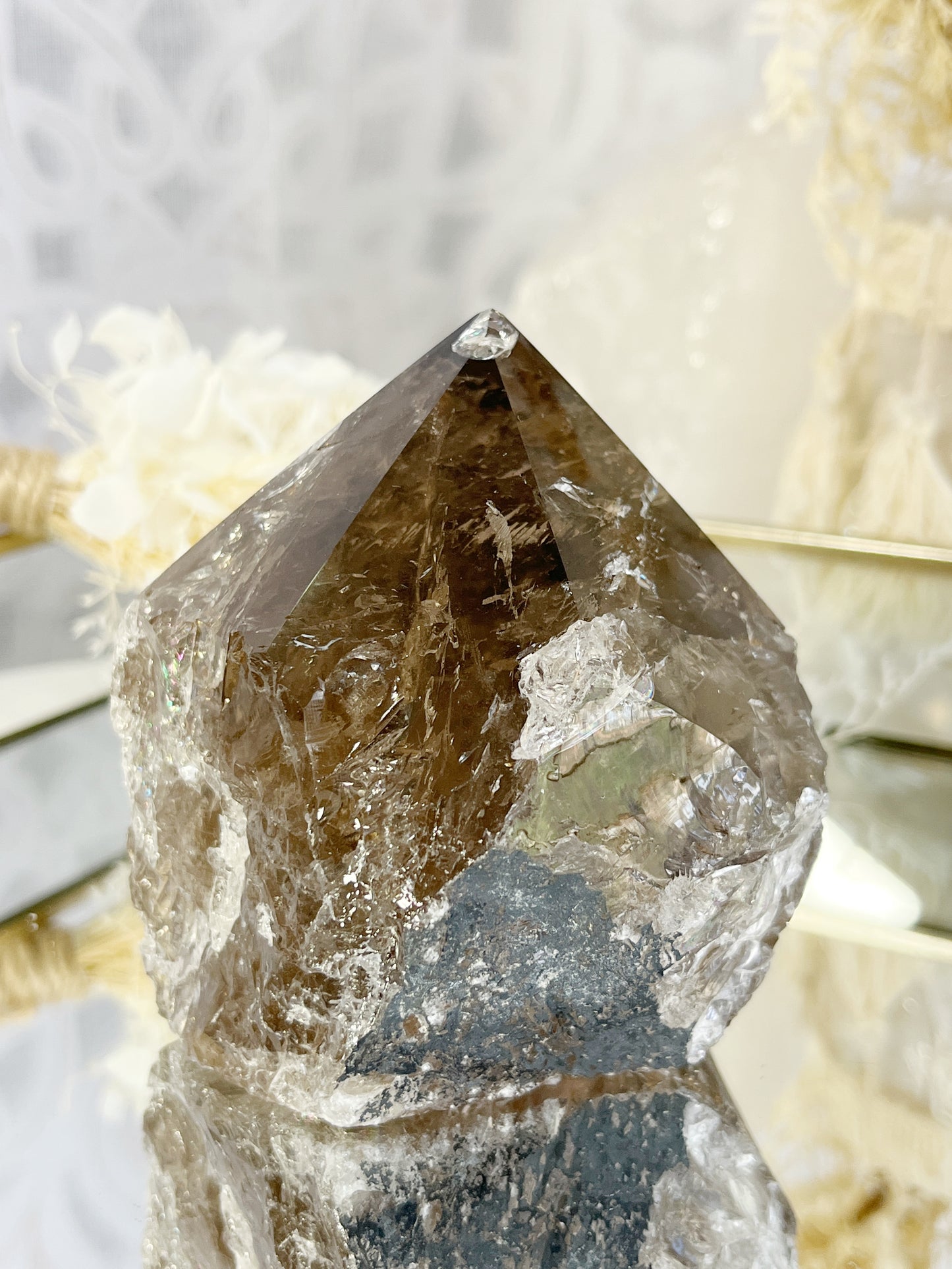 SMOKEY QUARTZ SEMI POLISHED POINT || 30032