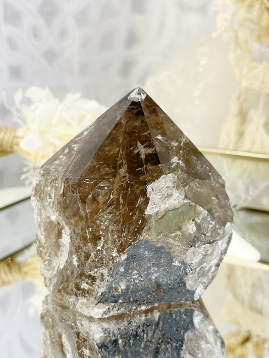 SMOKEY QUARTZ SEMI POLISHED POINT || 30032