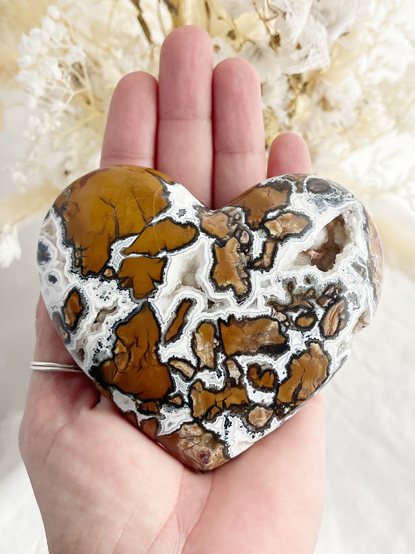 BROWN BRECCIATED JASPER HEART || 31544