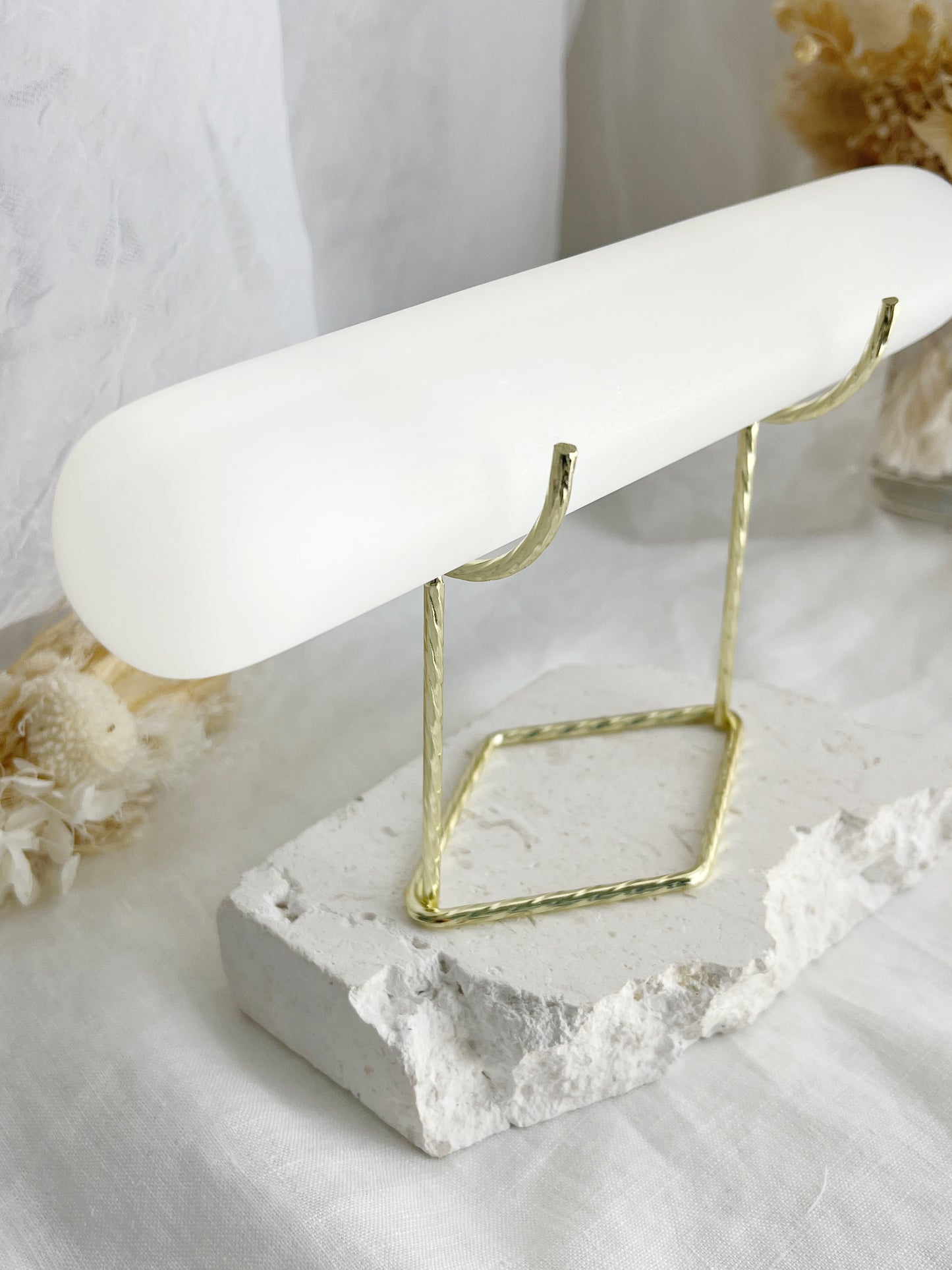 Selenite crystal jewellery display stand holder, Stoned and Saged Australia